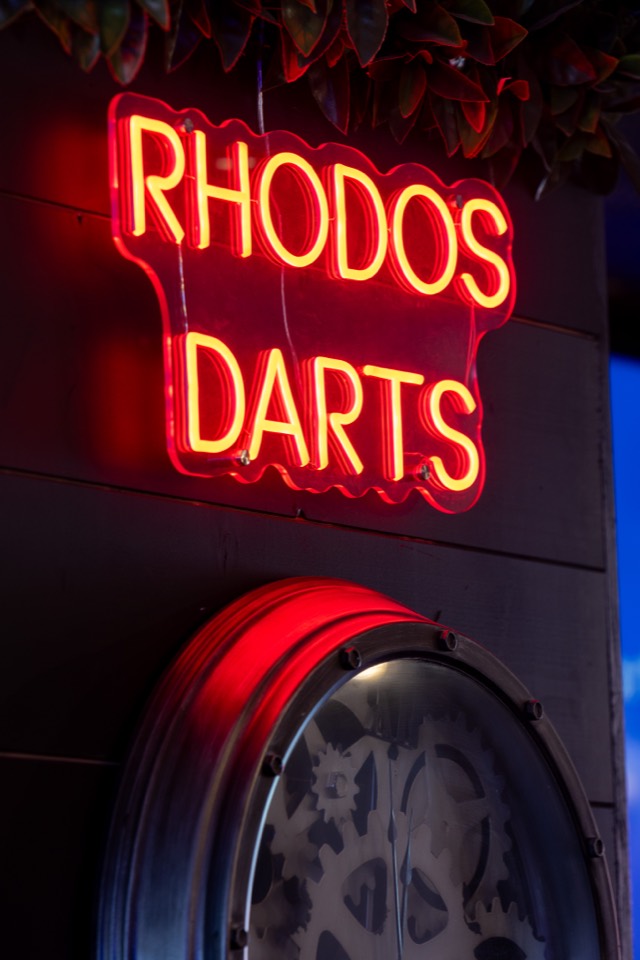 Rhodos Darts neon sign